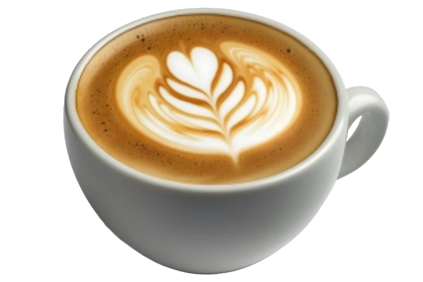 A Latte Coffee Drink in a White Cup png