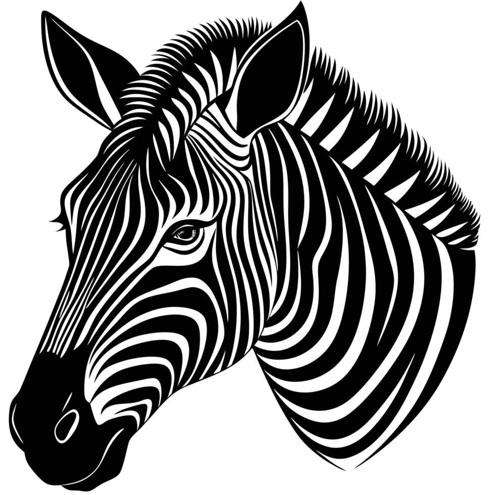 zebra head silhouette on white background vector