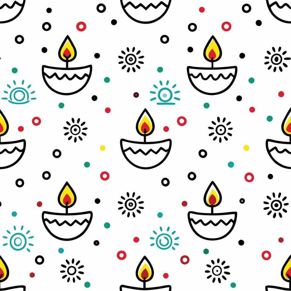 a seamless pattern with candles and suns vector