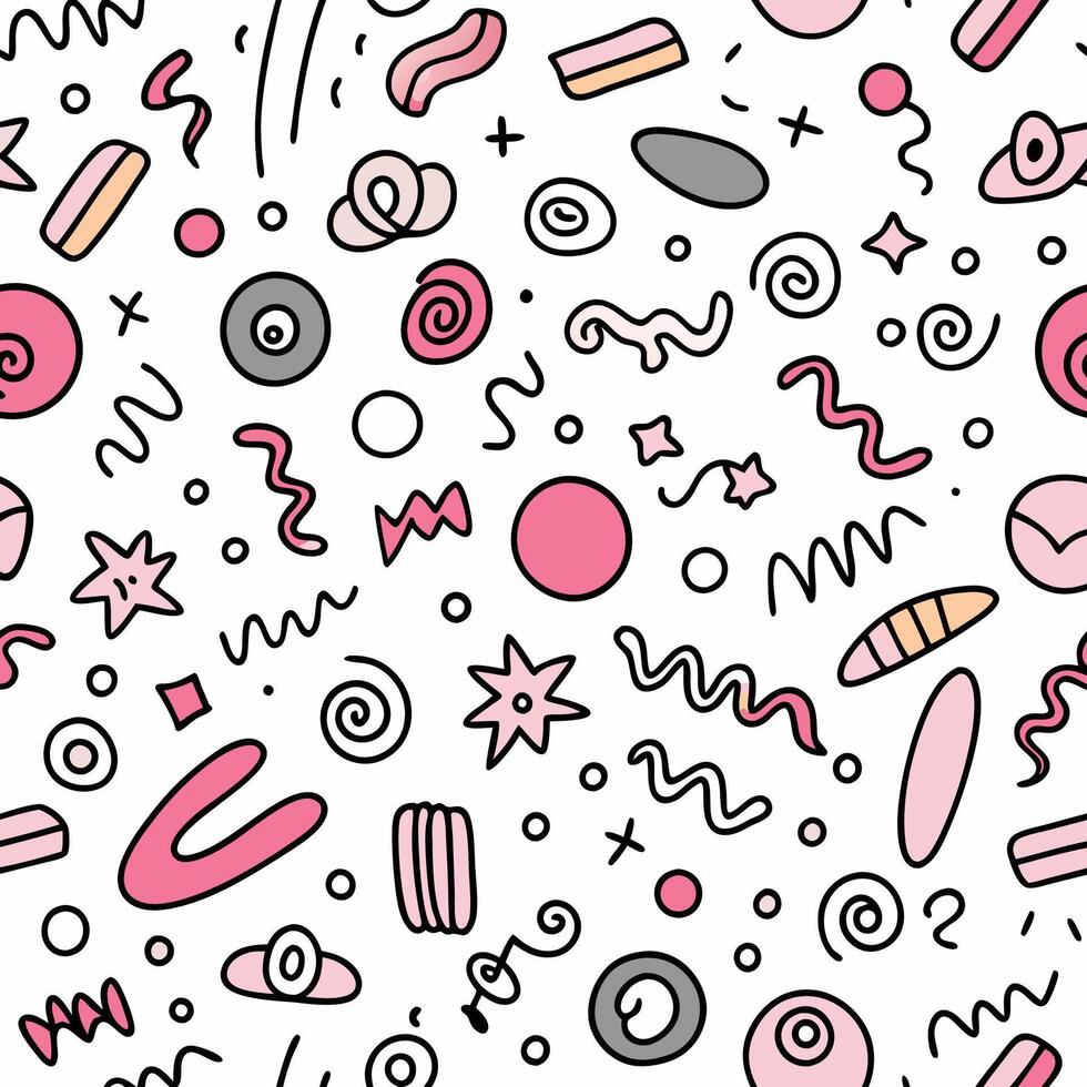 seamless pattern with doodles and shapes vector