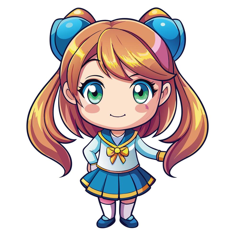 a cartoon girl in a sailor uniform vector