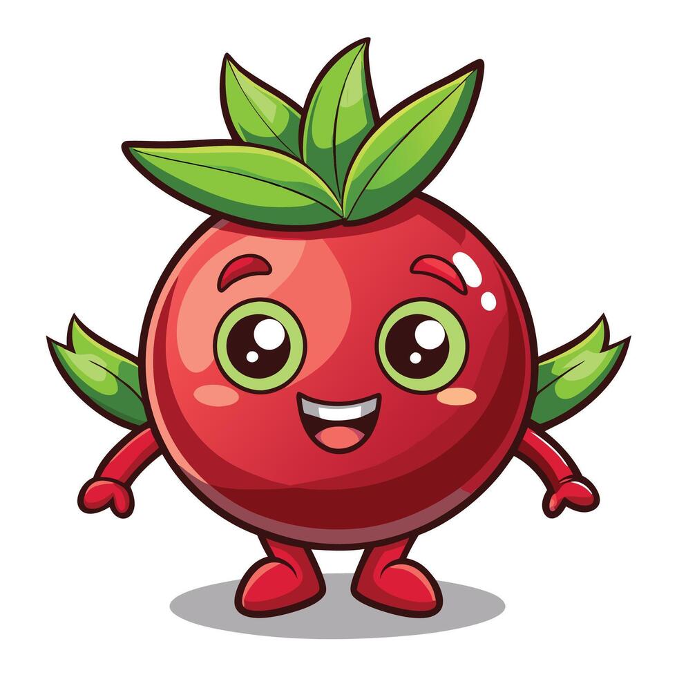 a cartoon tomato character with eyes and arms vector
