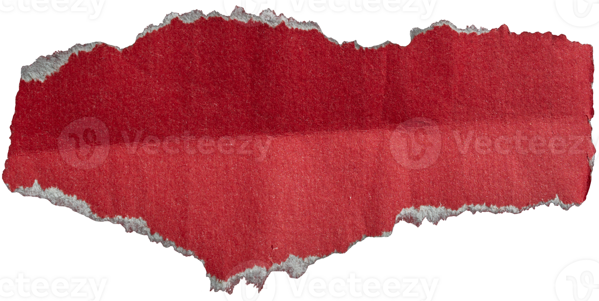 Ripped torn one red paper piece on transparent background, paper cut out design element png