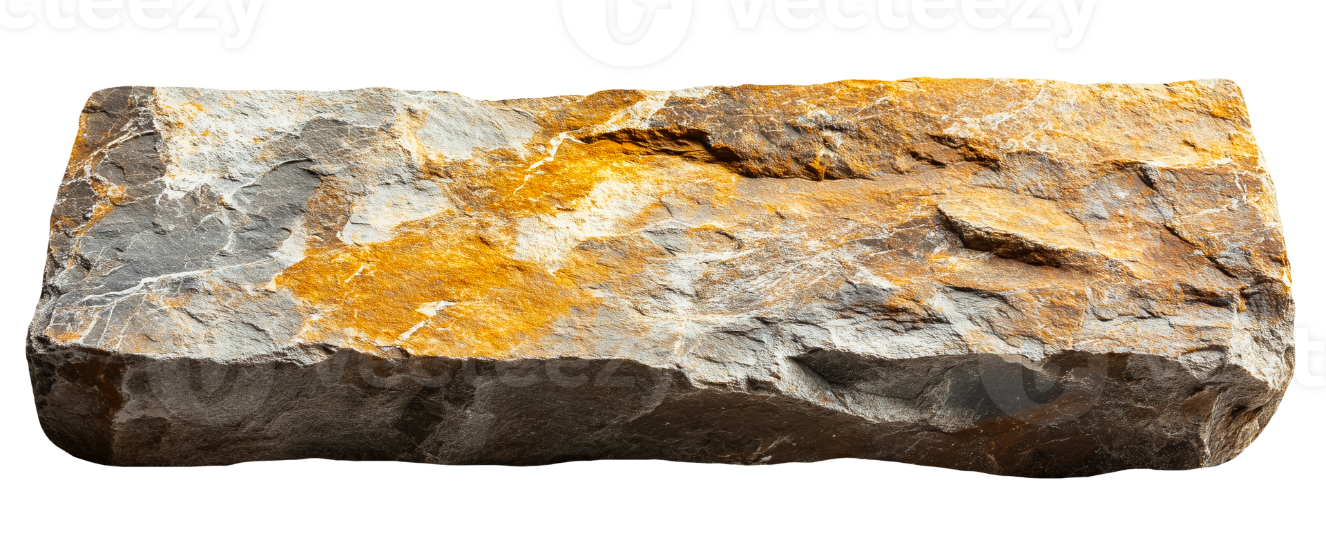 Rectangular weathered stone piece isolated on transparent background png