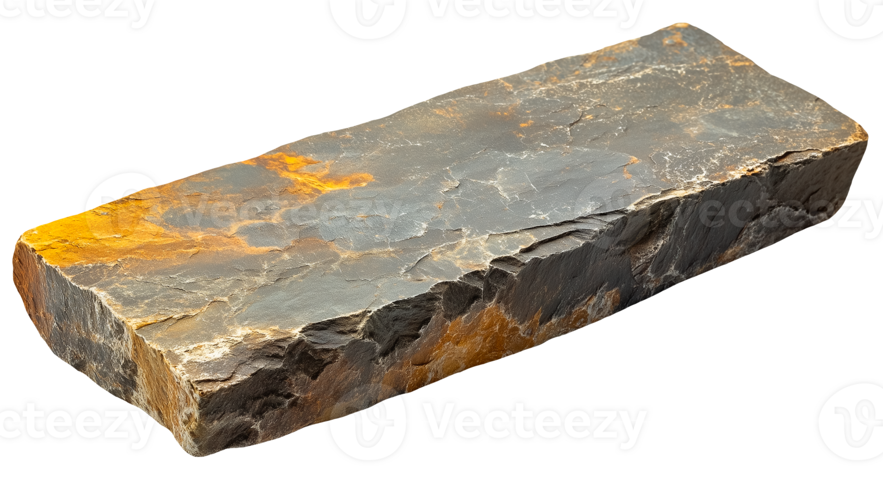 Rectangular weathered stone piece isolated on transparent background design element png