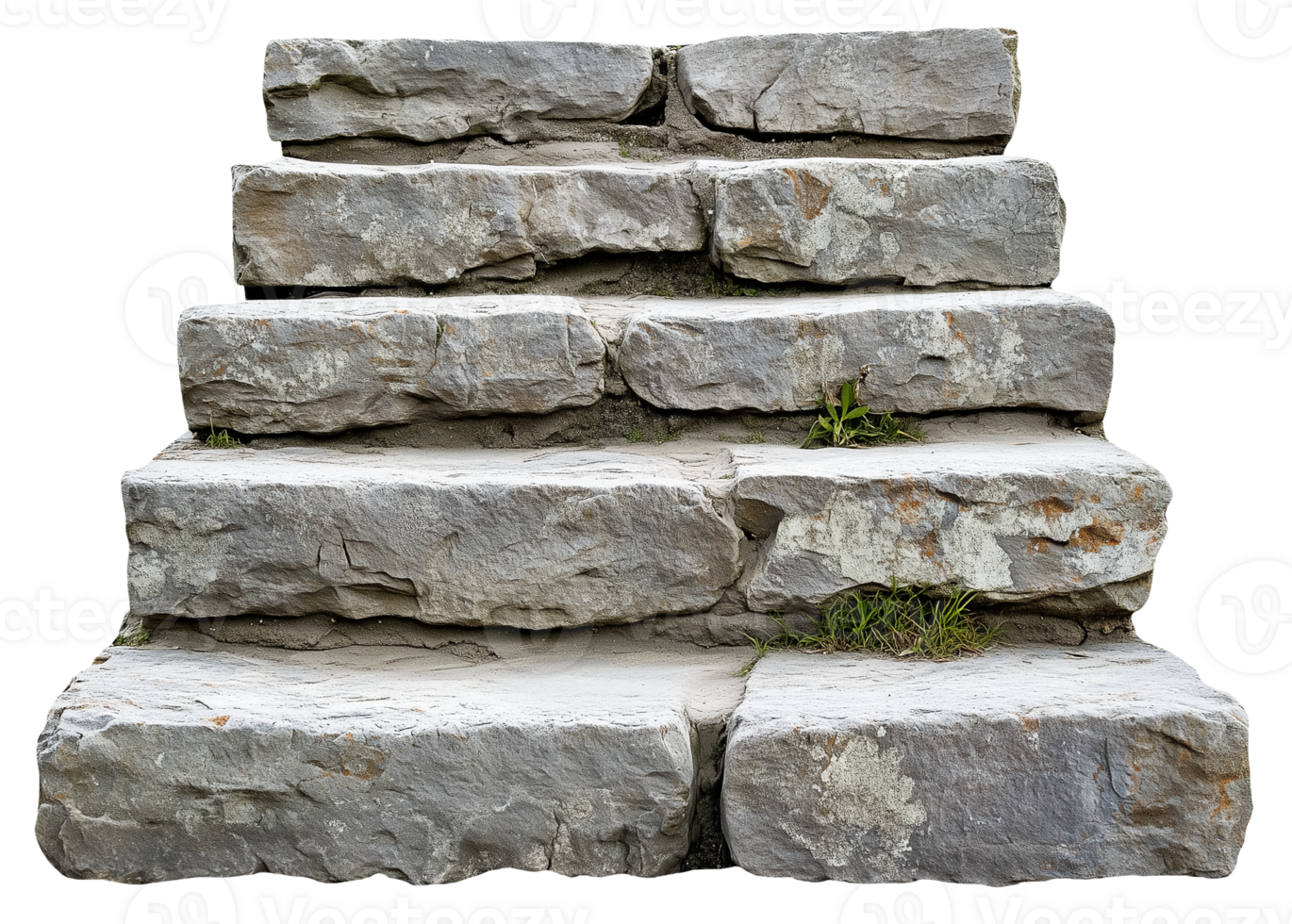 Stone stairs isolated on transparent background front view png