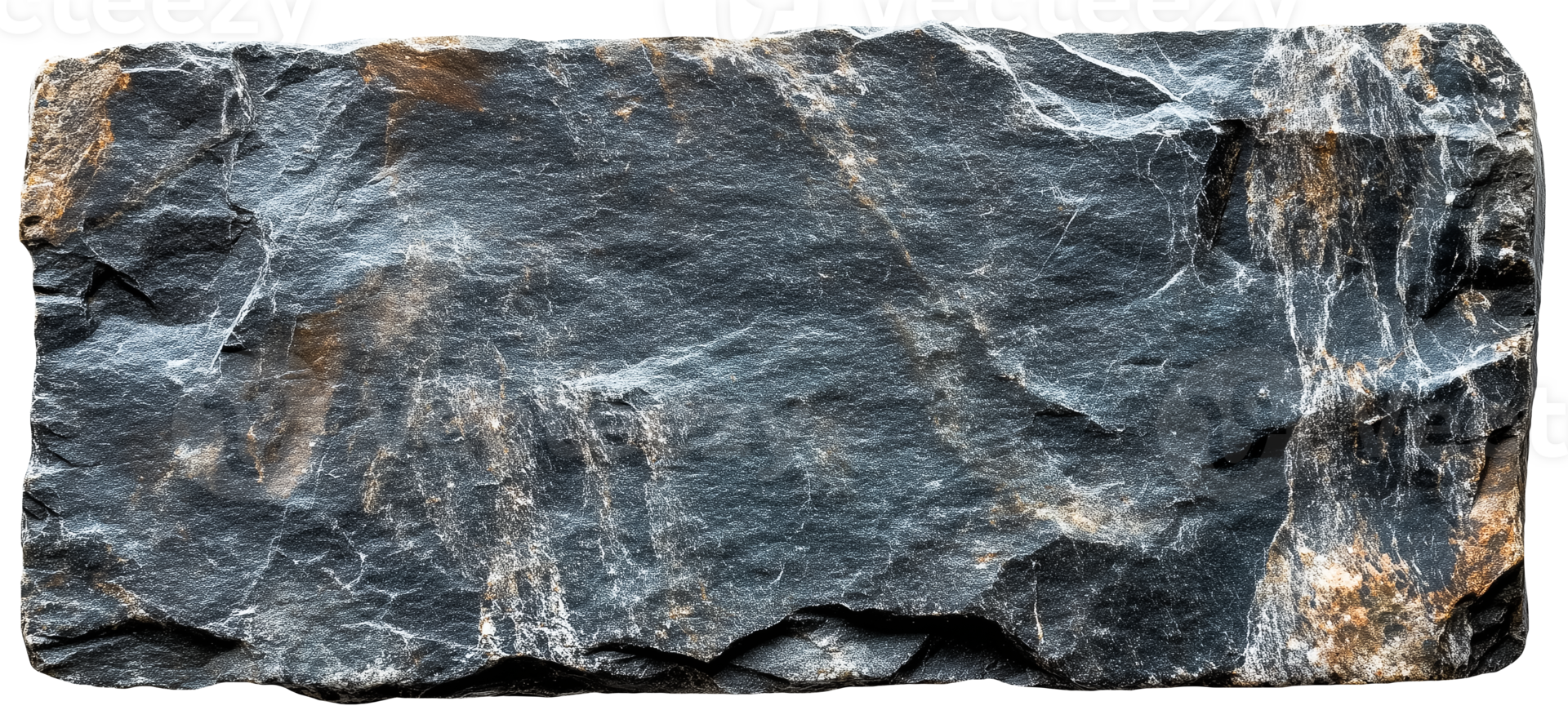 Rectangular gray stone piece isolated on transparent background png