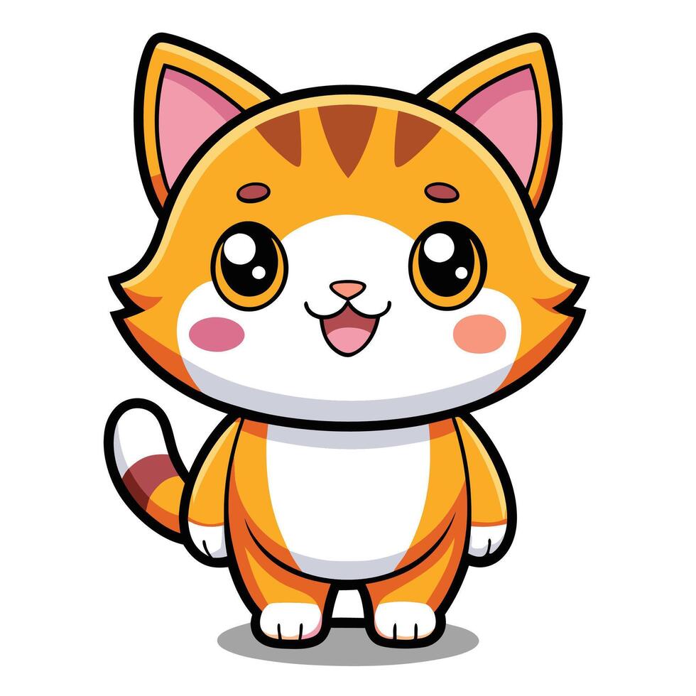 a cartoon cat with big eyes and a smile vector