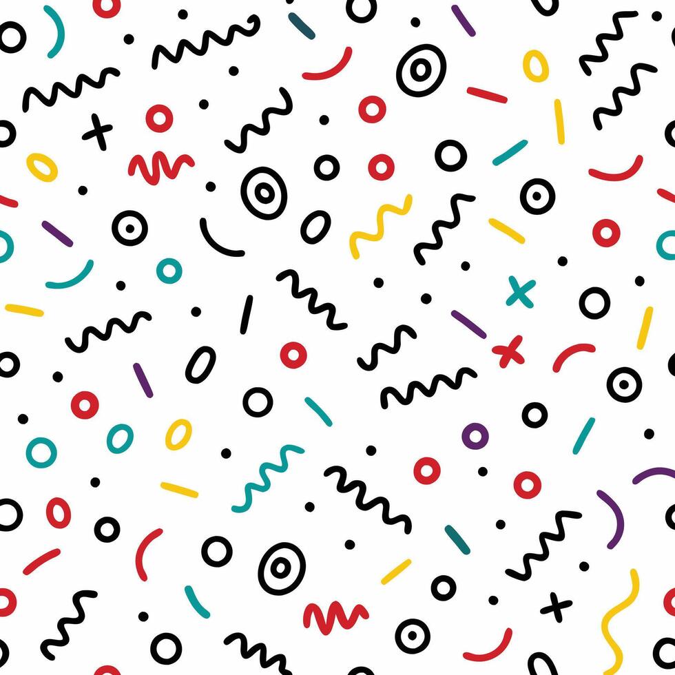 seamless pattern with colorful shapes and lines vector
