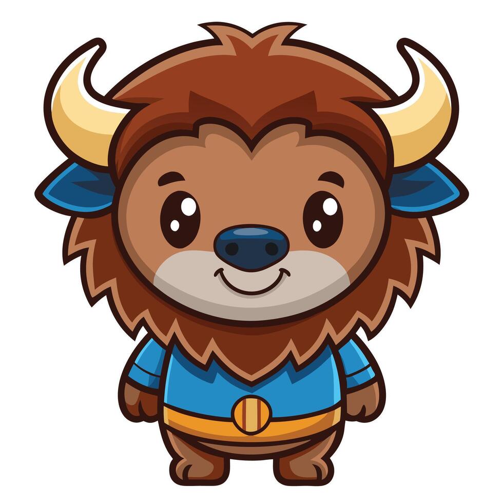 cartoon bison character illustration vector
