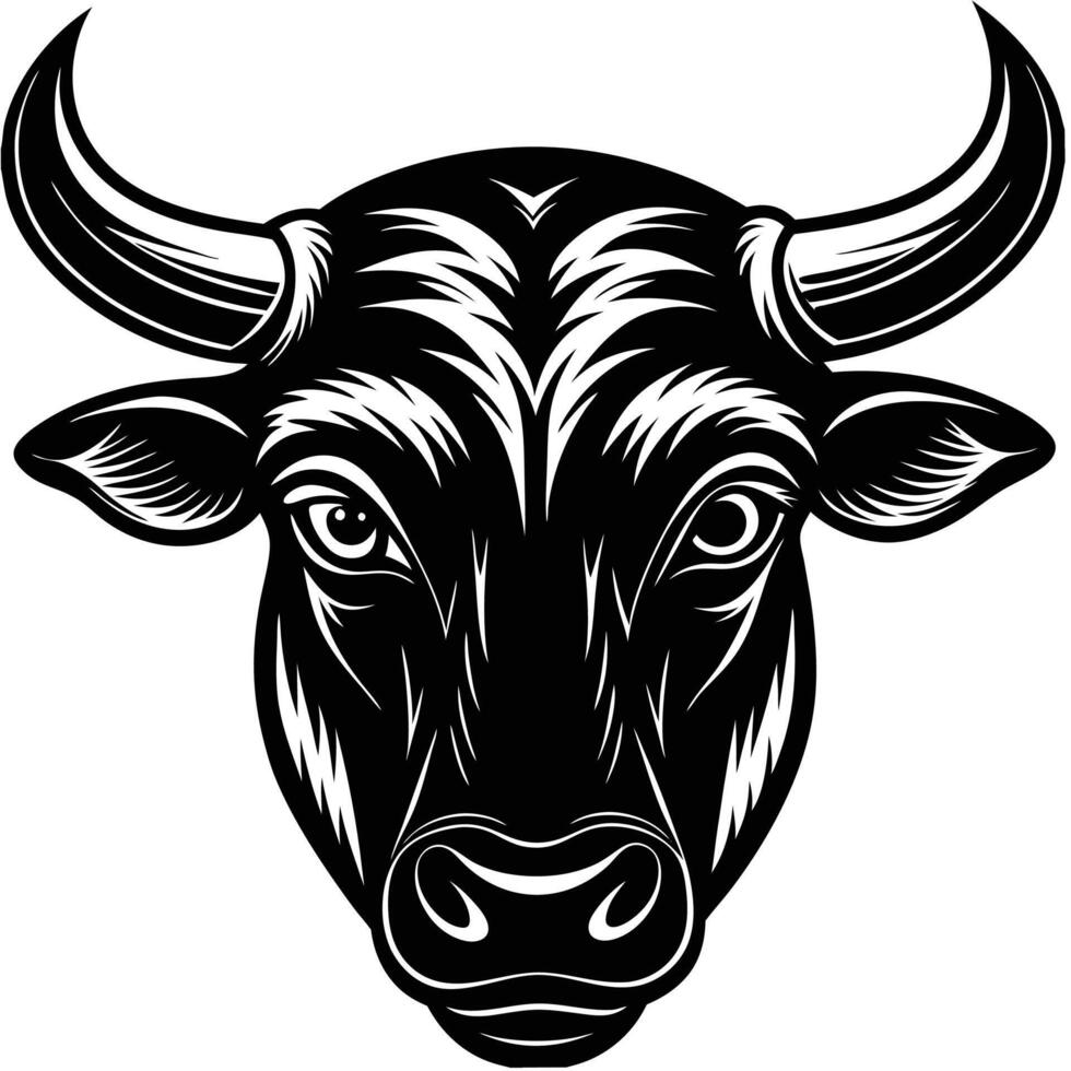 a black and white image of a bull head vector