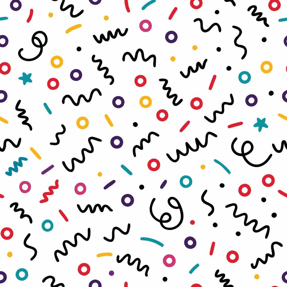 seamless pattern with colorful shapes and lines vector
