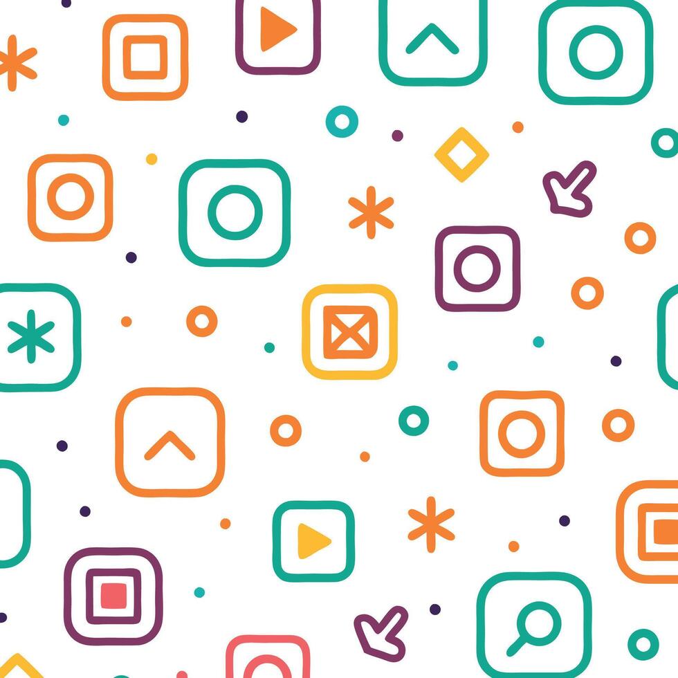 a colorful pattern with icons and arrows vector