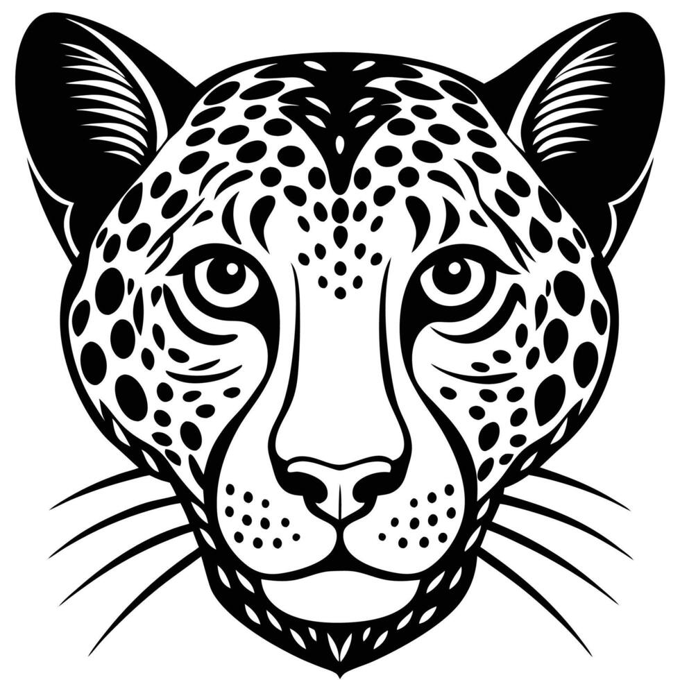 a leopard head in a black and white style vector