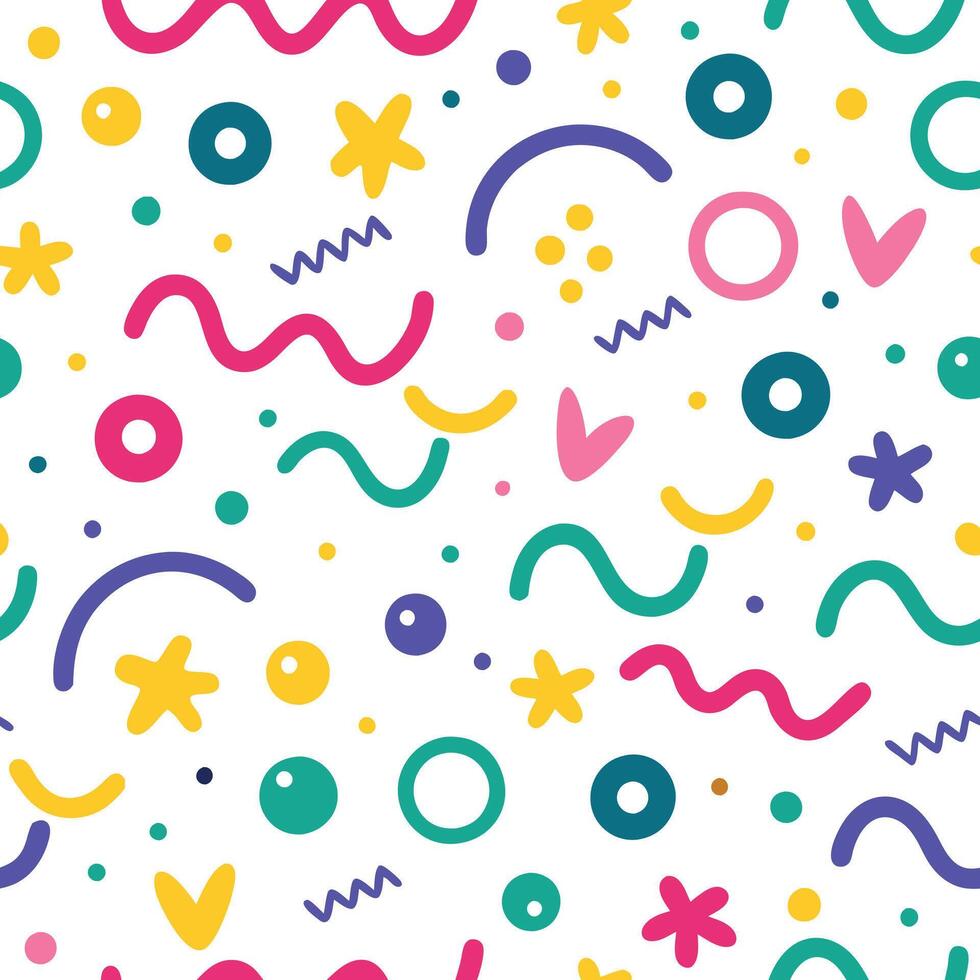seamless pattern with colorful shapes and lines vector
