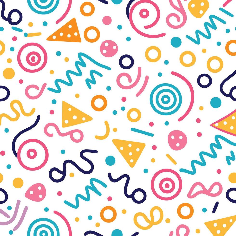 seamless pattern with colorful shapes and lines vector