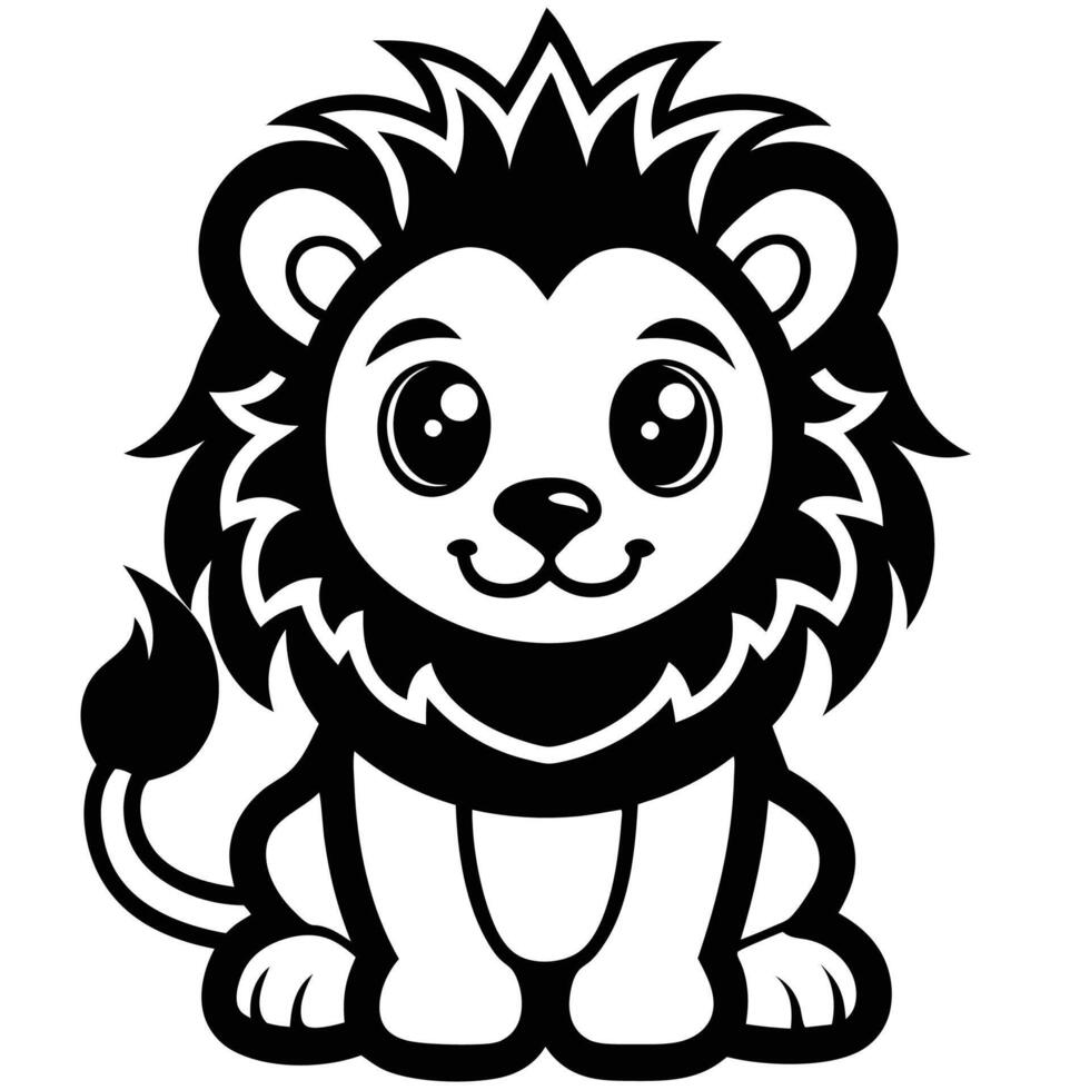 a cartoon lion sitting on the ground vector