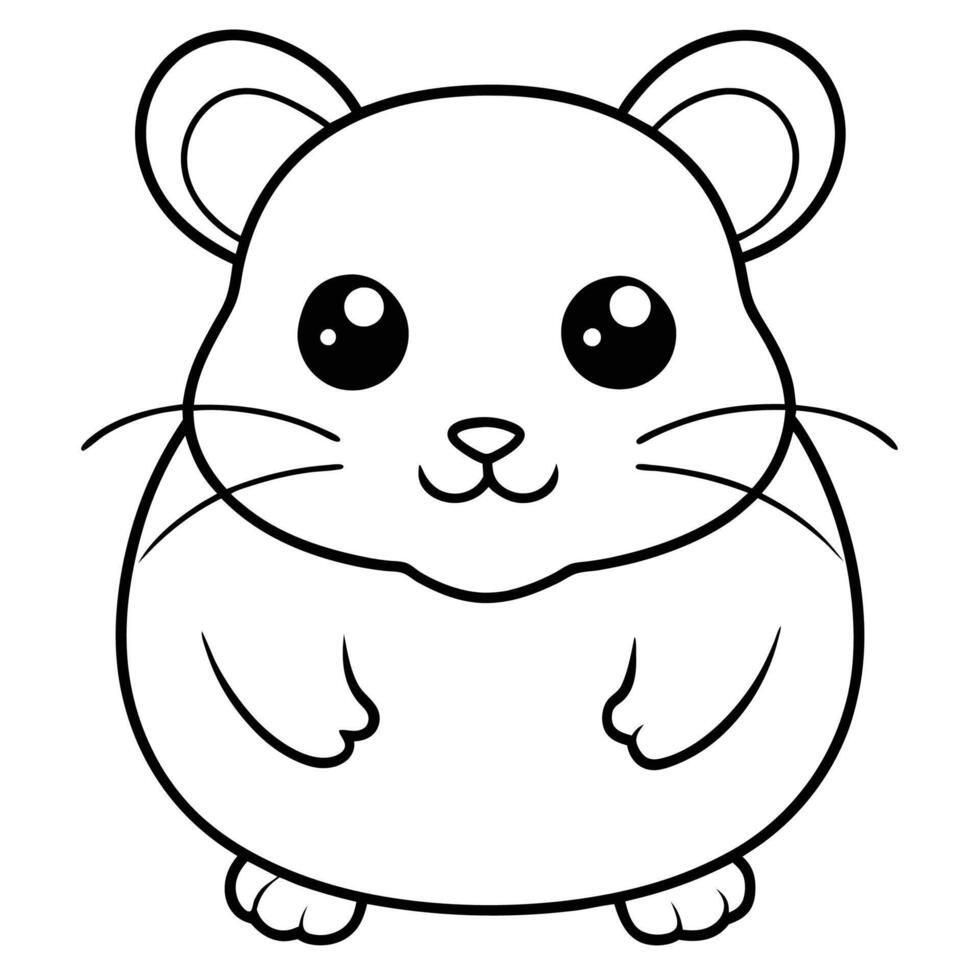 a cute hamster coloring page vector