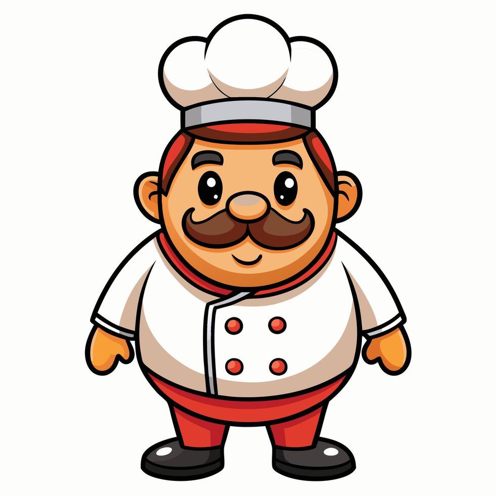cartoon chef with mustache and mustache vector