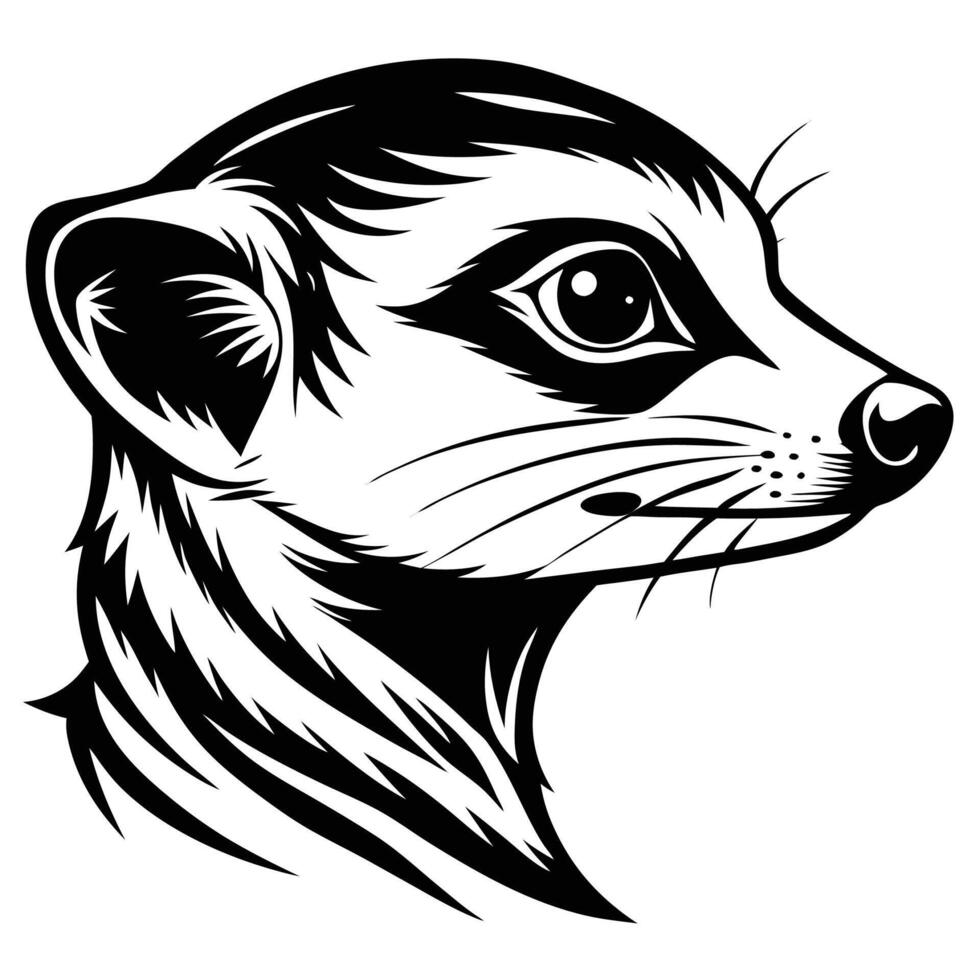 a black and white drawing of a meerkat vector