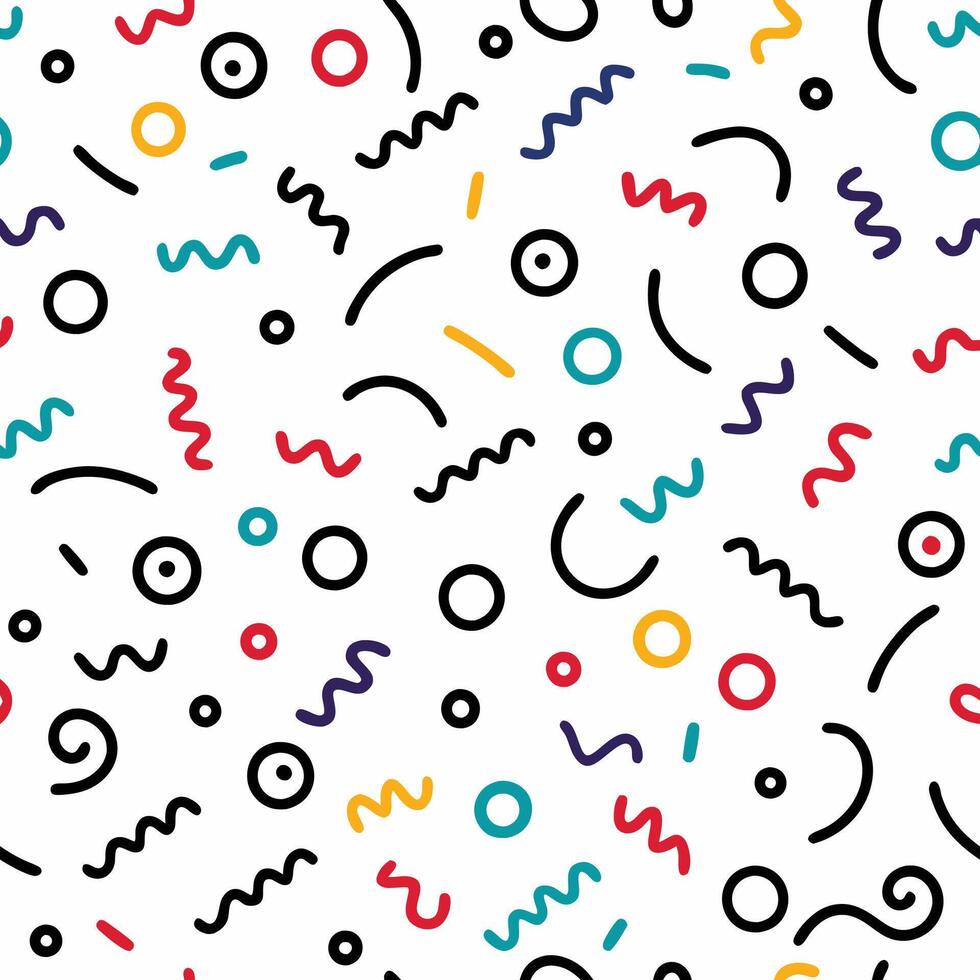 seamless pattern with colorful shapes and lines vector