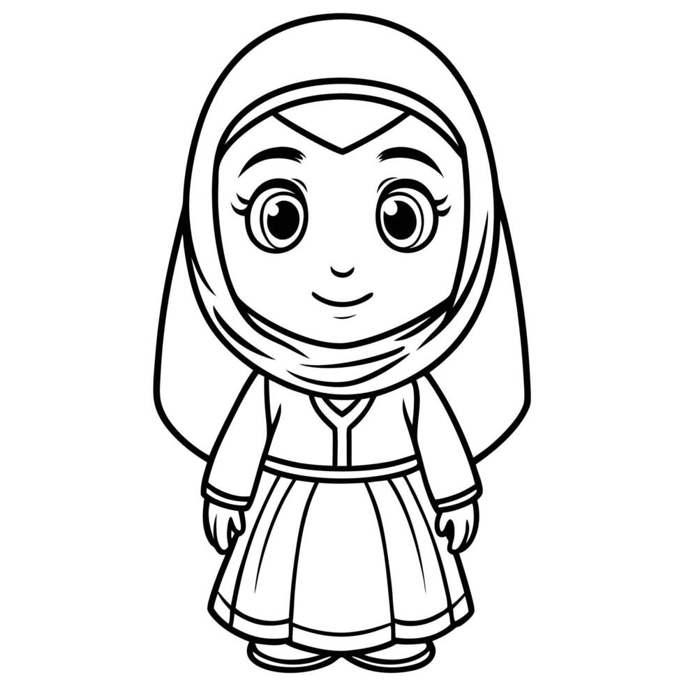 a cartoon girl in a hijab vector