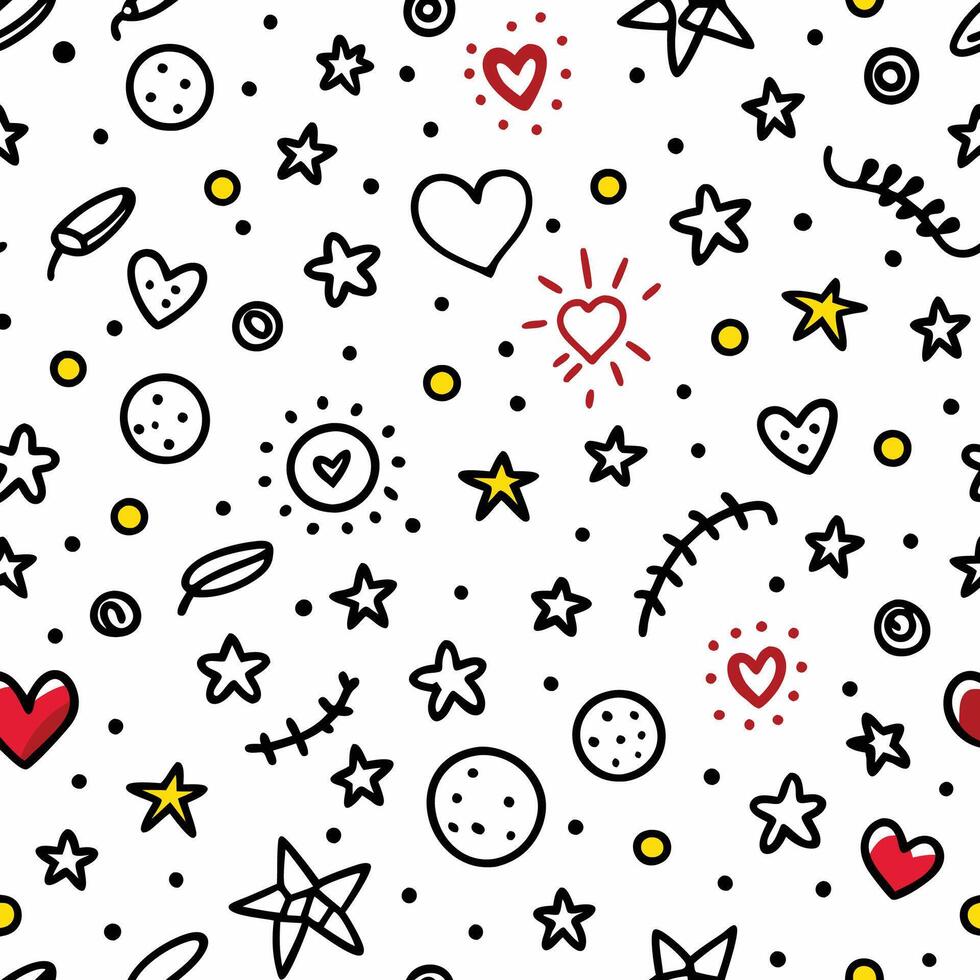seamless pattern with hearts, stars and hearts vector