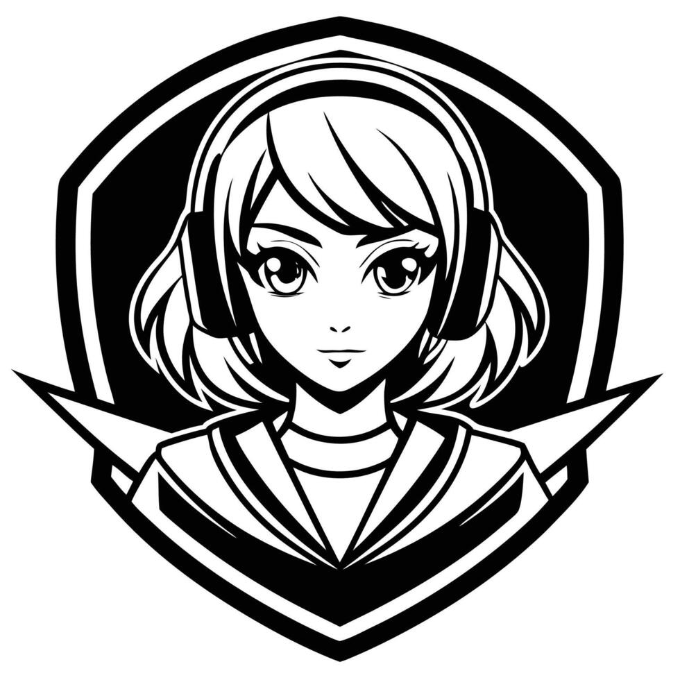 a girl with headphones on her head vector