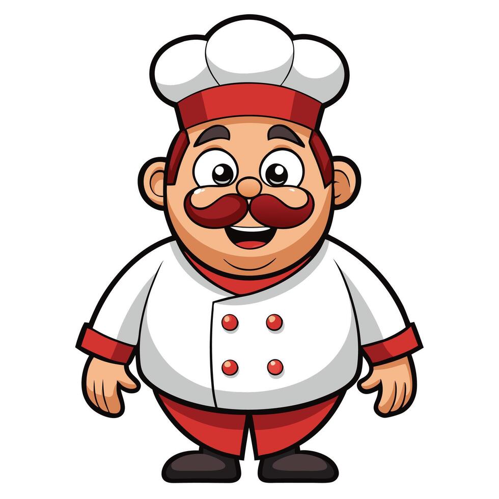 cartoon chef with mustache and mustache illustration vector