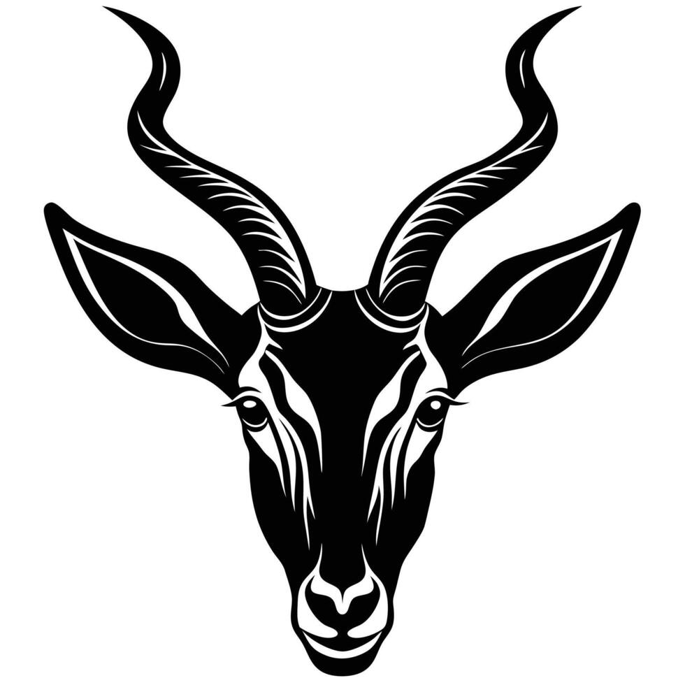 an image of a black and white goat head vector