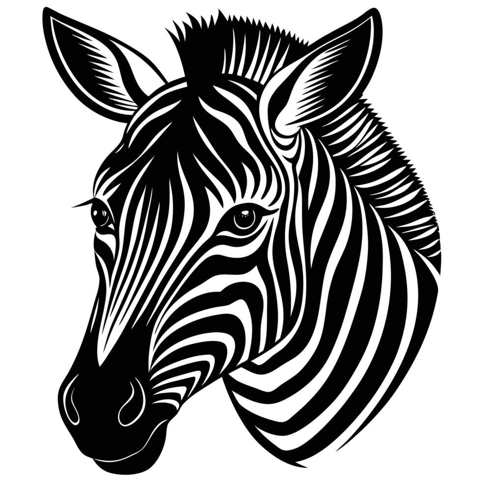 zebra head silhouette on white background vector