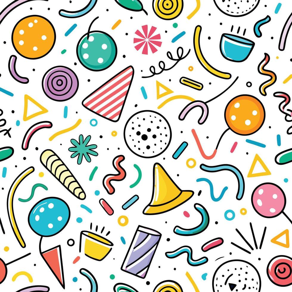 seamless pattern with colorful party items vector