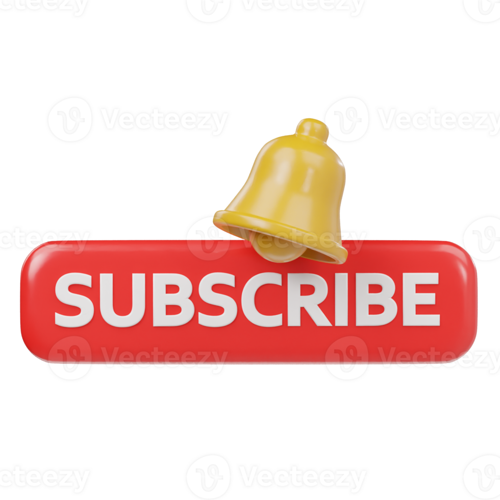 Realistic 3D subscribe button png