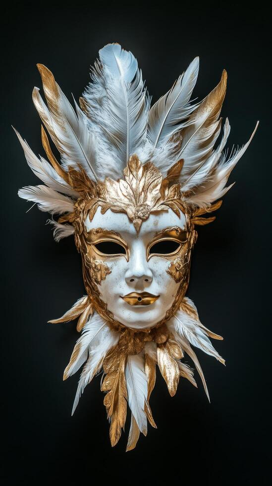 Decorative mask with feathers showcasing artistry and creativity in design photo