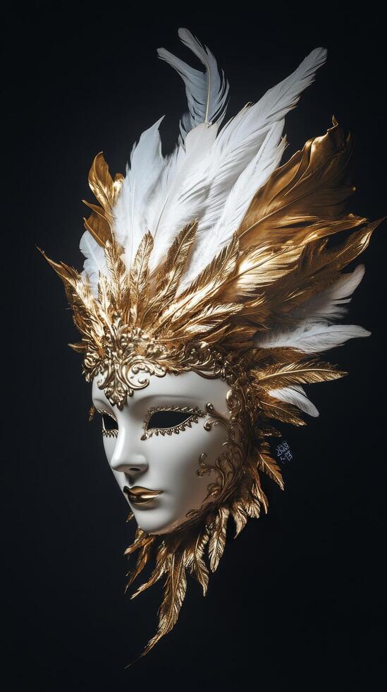 Decorative mask with feathers showcasing artistry and creativity in design photo