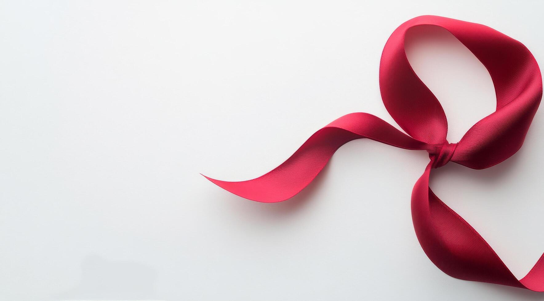 Elegant red ribbon displayed on a white background for gift wrapping or decoration projects photo