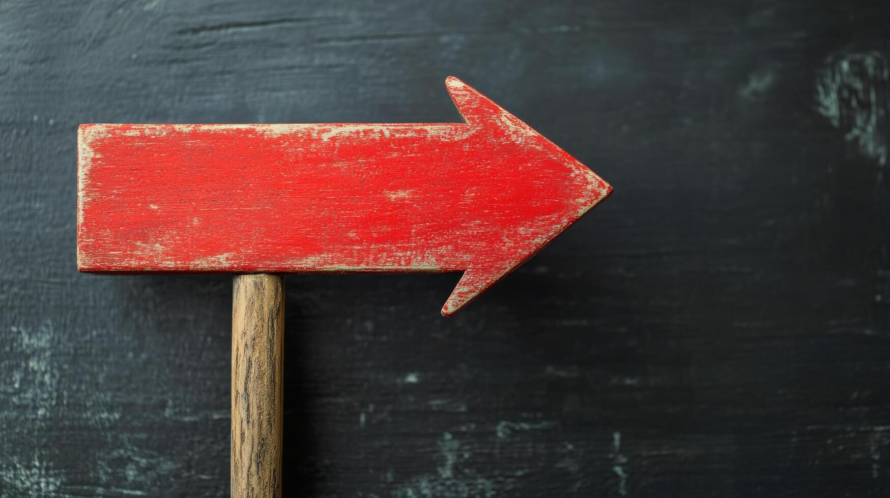 Empty red wooden sign on a dark textured surface ready for messages or directions photo