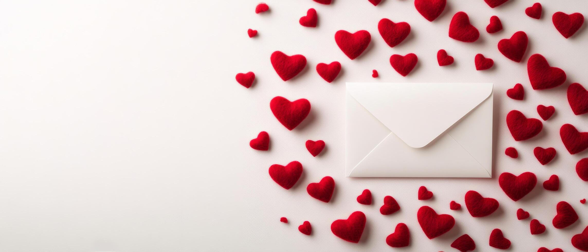 Romantic setting with an envelope surrounded by red hearts for a special occasion photo