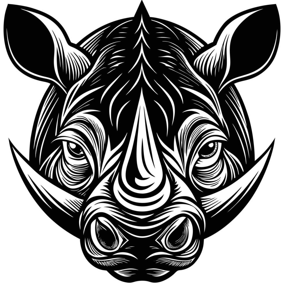 rhino head tattoo design illustration vector