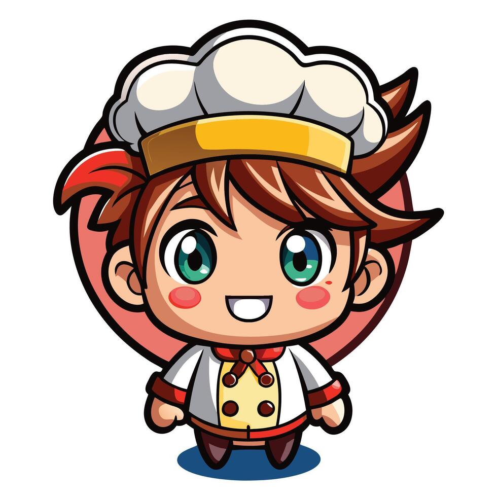a cartoon chef character with a hat on vector