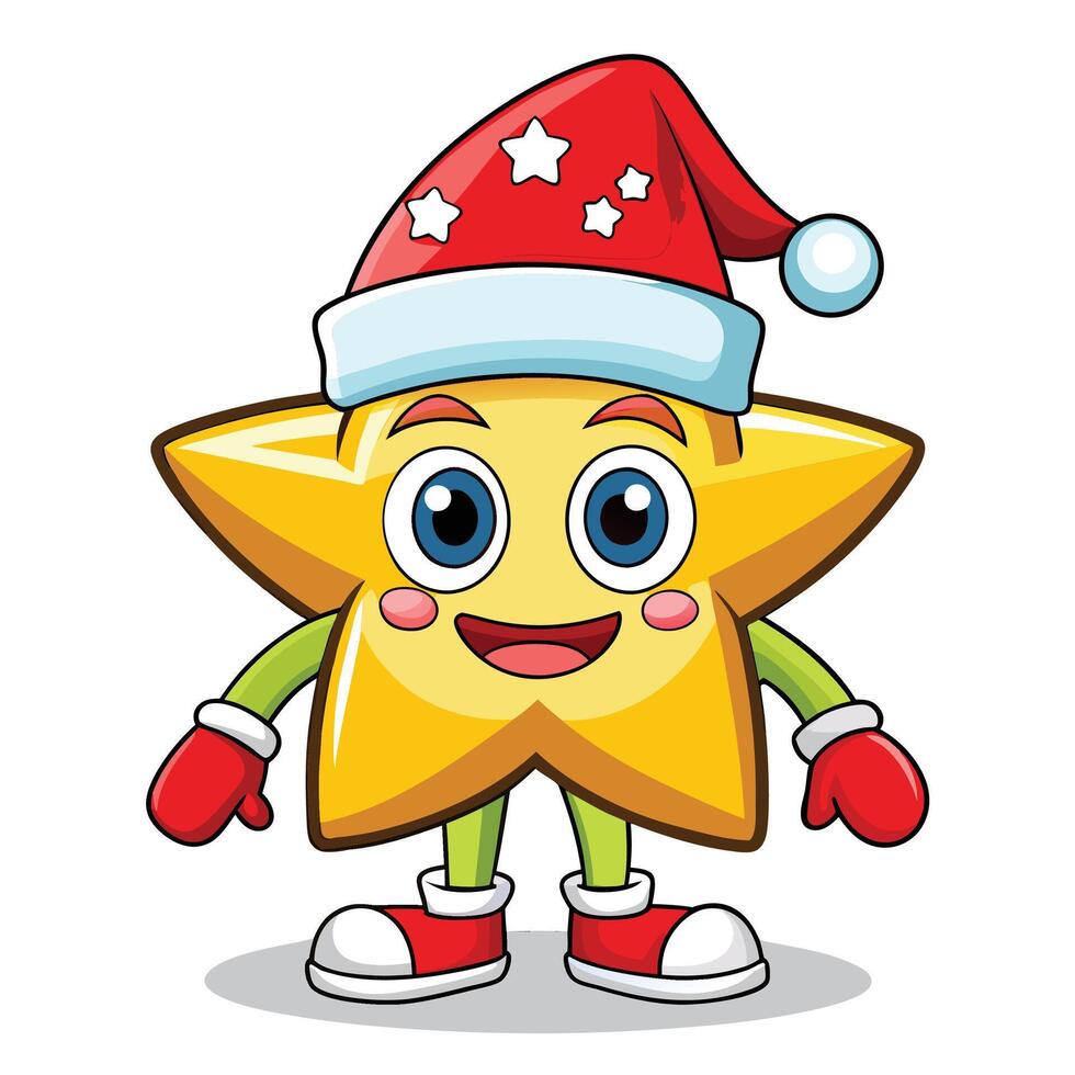 star in santa hat vector