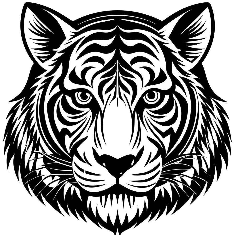 a tiger head in a tribal style vector