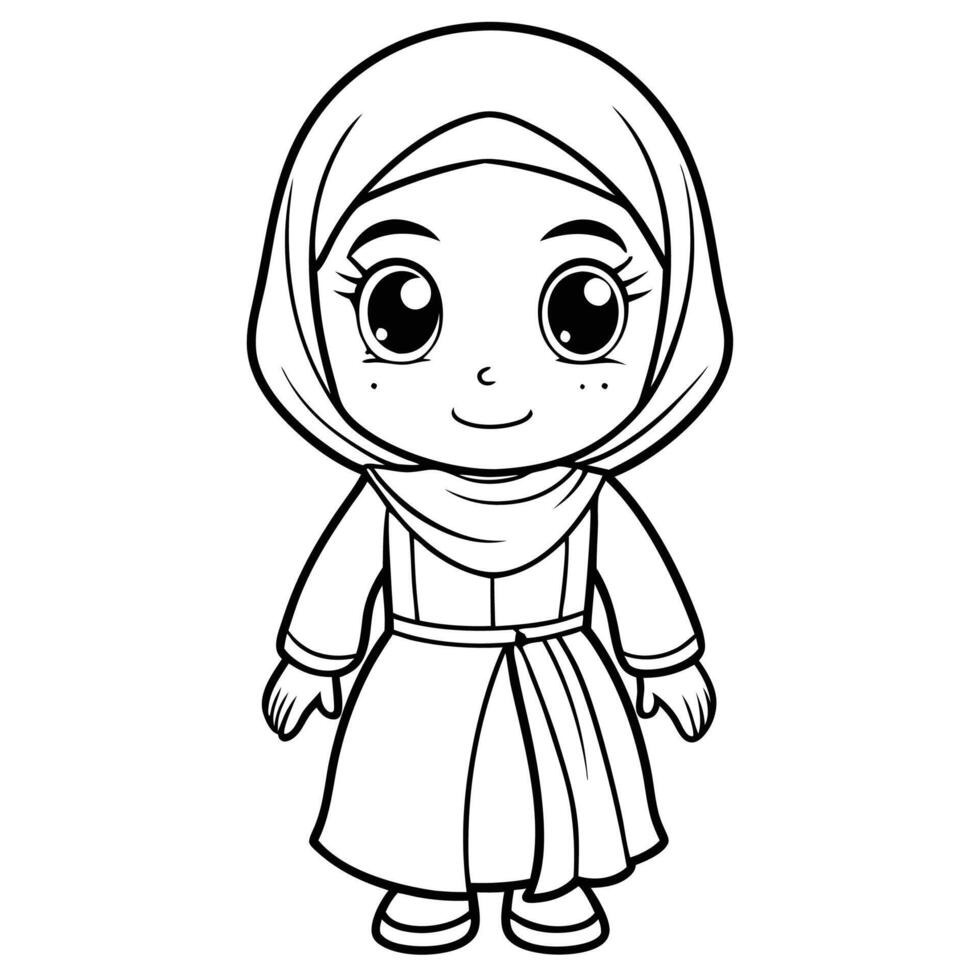 a cartoon muslim girl in a hijab vector