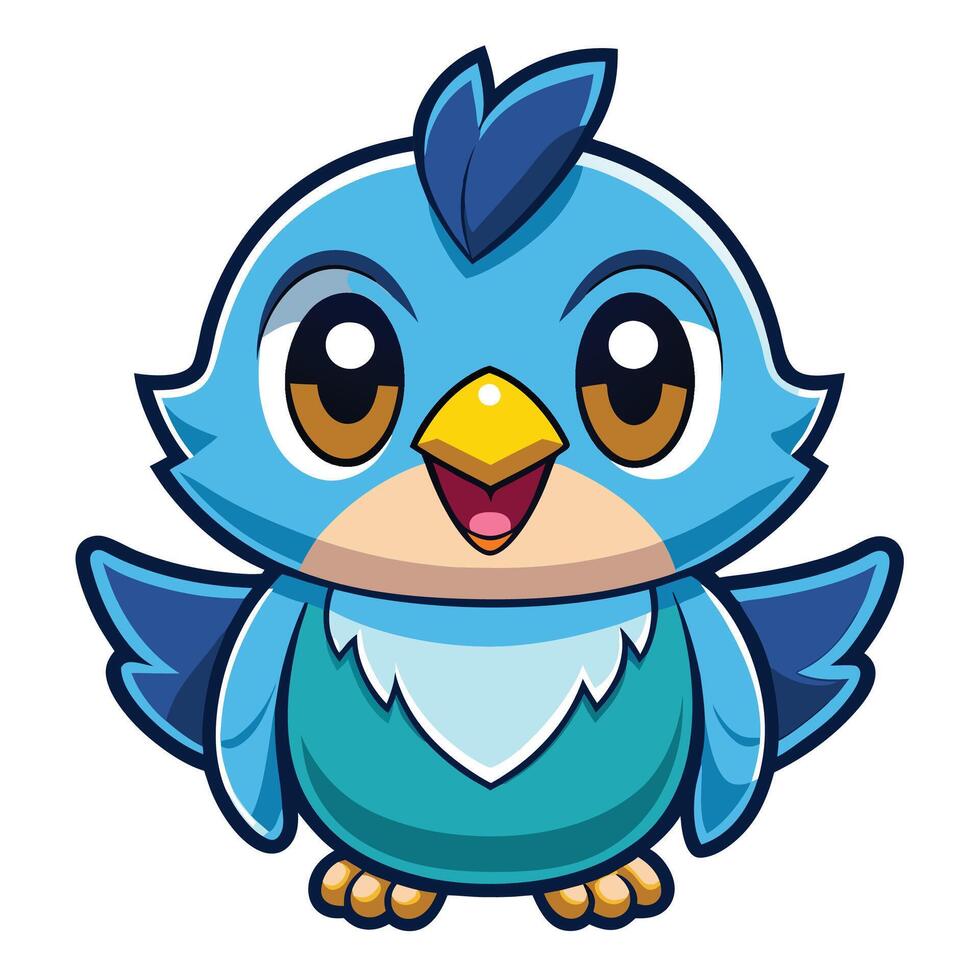 a cartoon blue bird with big eyes and a big beak vector