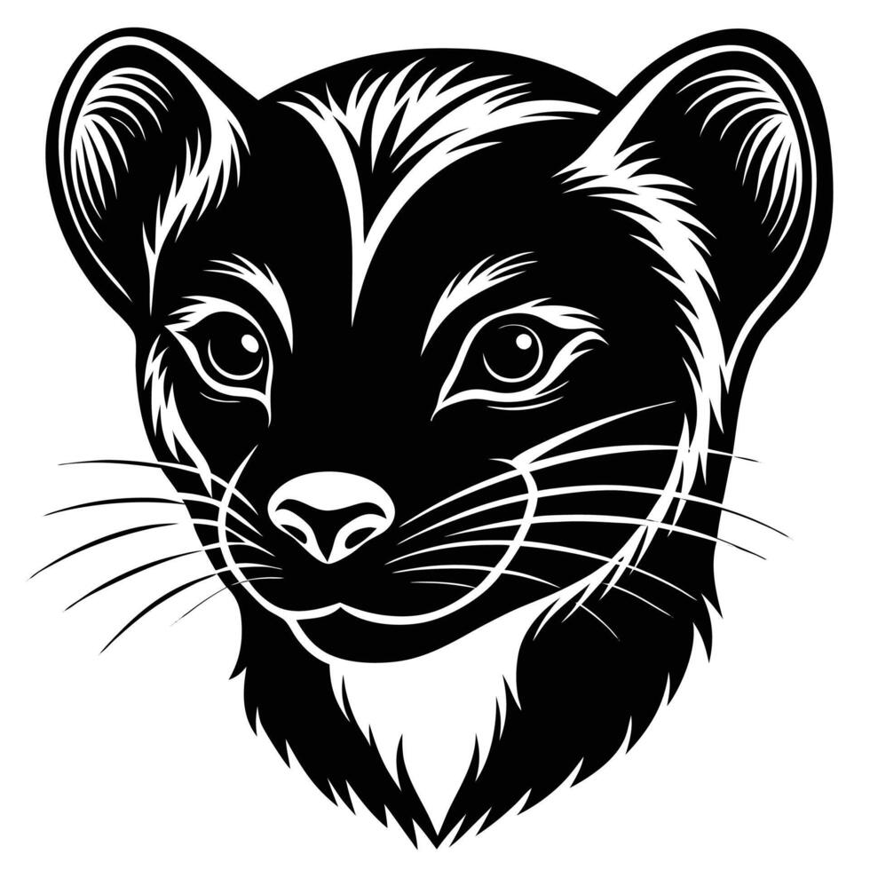 a black and white illustration of a weasel vector