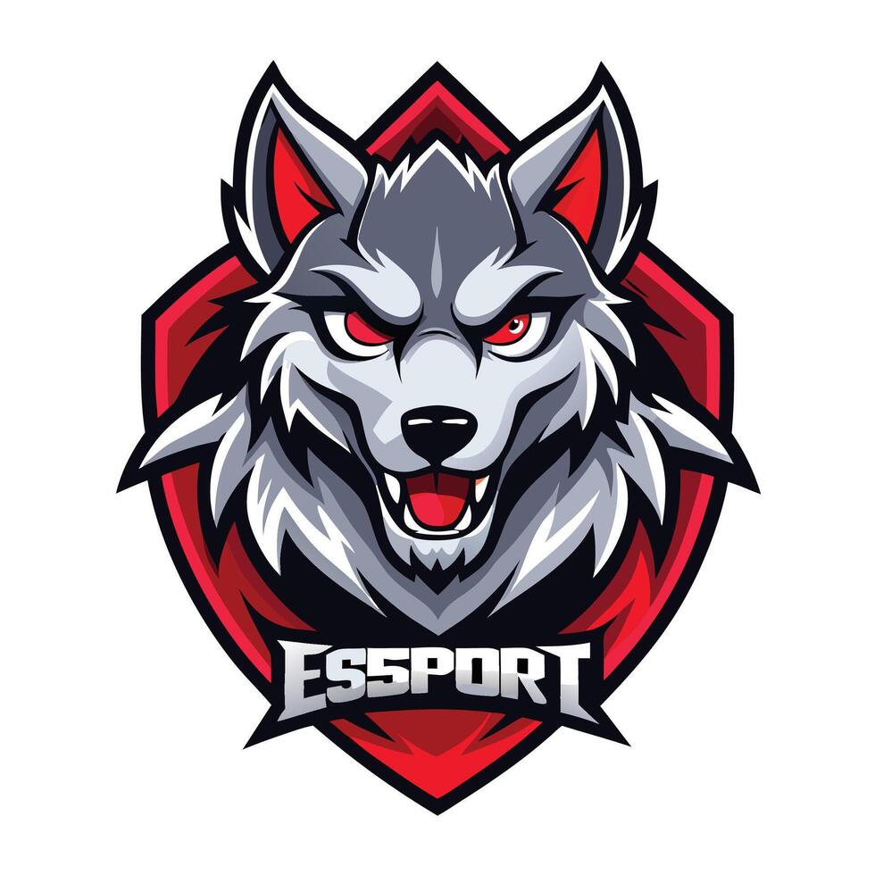 esport logo with wolf head vector