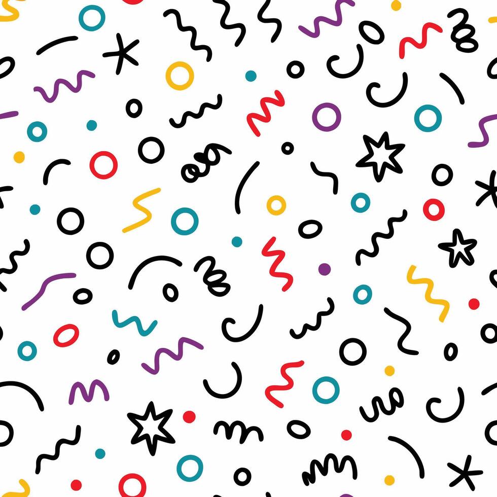 seamless pattern with colorful shapes and lines vector