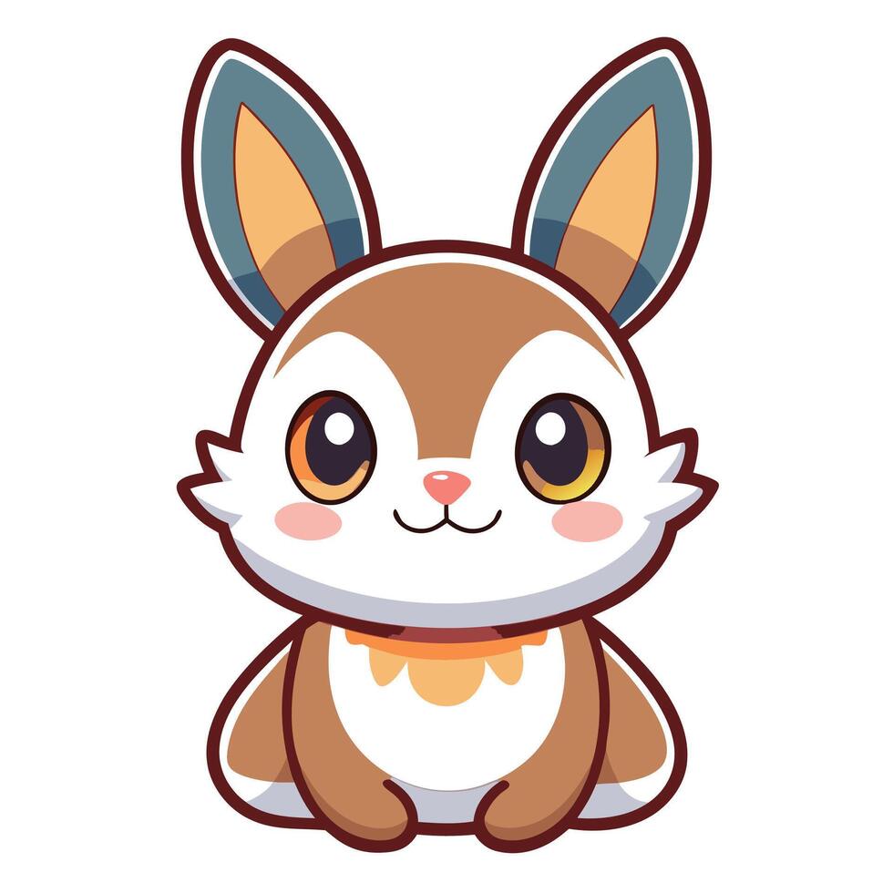 a cartoon rabbit with big ears and a collar vector