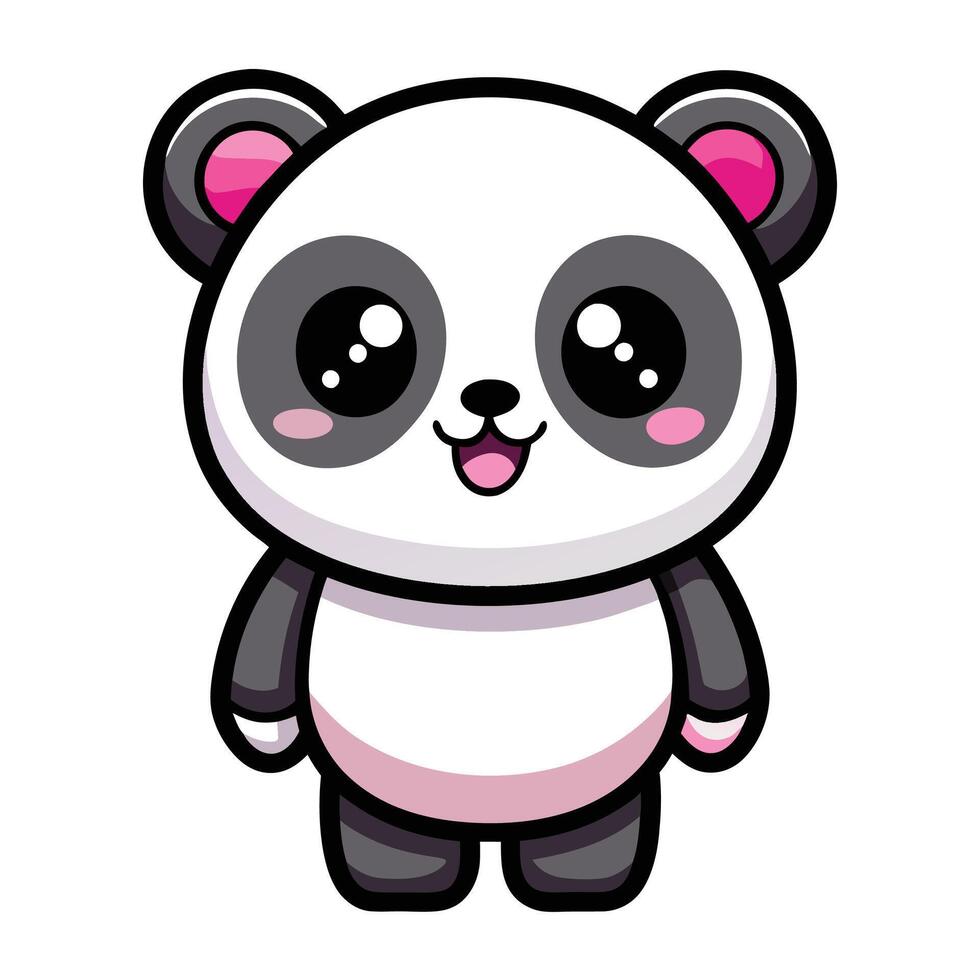 a cartoon panda bear with pink eyes and pink nose vector