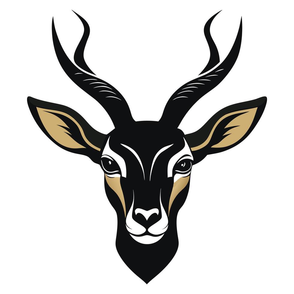 an antelope head with horns on a white background vector